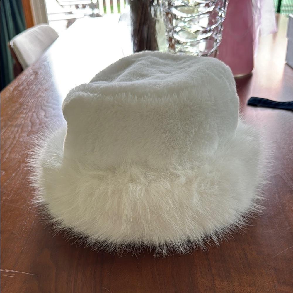 White Fuzzy Bucket Hat